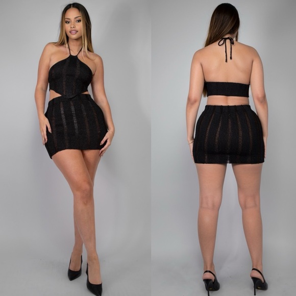 Dresses & Skirts - NEW “The Sweet Life” Black Halter Top & Mini Skirt Two Piece Set